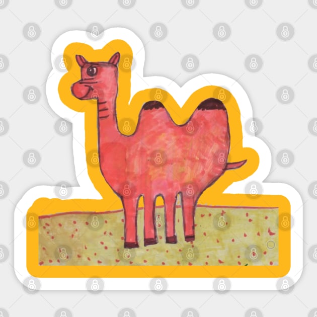 Camel in Desert Sticker by Mila-Ola_Art